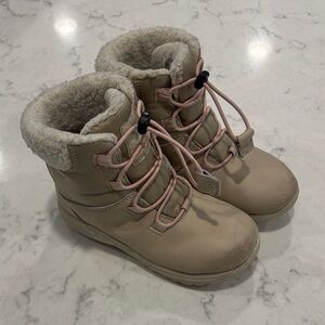 Columbia Cozy Tan Kids Boots with Pink Accents